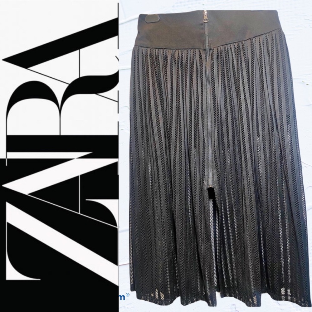 NWT Zara Semi-Sheer Mesh Midi Skirt With Shorts,M